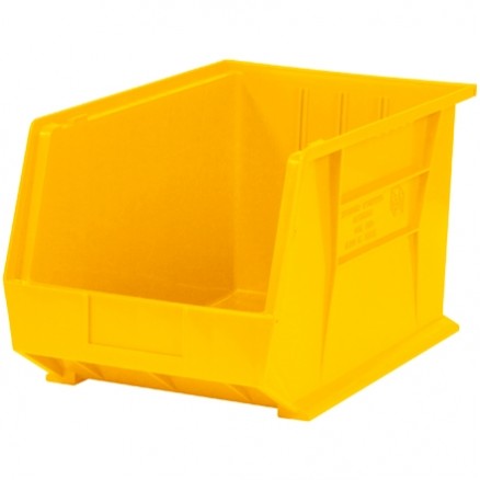 Stackable Plastic Bins, Yellow, 18 x 11 x 10"
