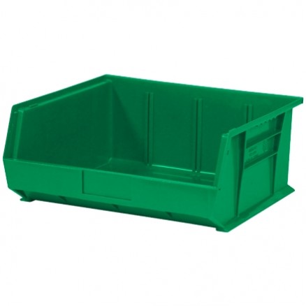 Stackable Plastic Bins, Green, 14 3/4 x 16 1/2 x 7"