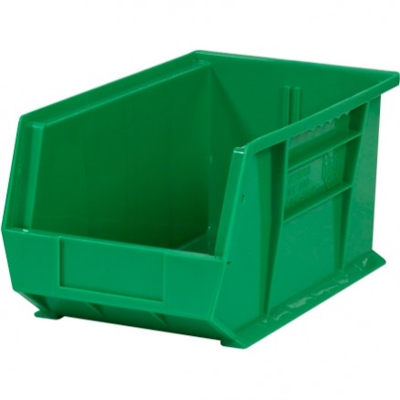 Stackable Plastic Bins, Green, 14 3/4 x 8 1/4 x 7"