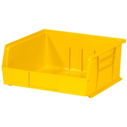 Stackable Plastic Bins, Yellow, 10 7/8 x 11 x 5"