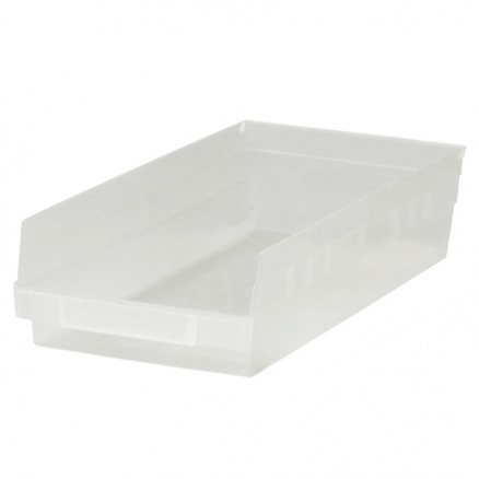 Plastic Shelf Bins, Clear, 13 7/8 x 8 3/8 x 4"