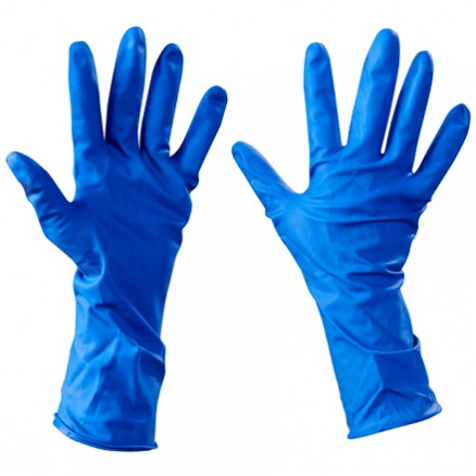 Industrial Latex Gloves w/Extended Cuff - Blue - 5 Mil - Medium
