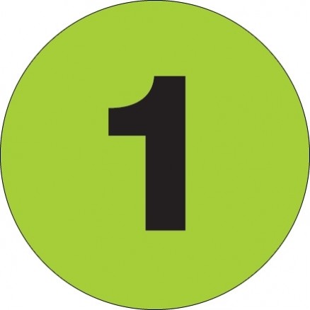 Green Circle "1" Number Labels - 3"
