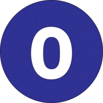 Dark Blue Circle "0" Number Labels - 4"