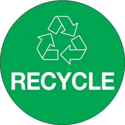 Green "Recycle" Circle Labels, 3"