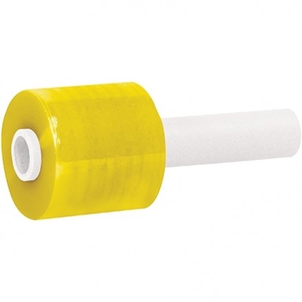 Yellow Extended Core Bundling Hand Stretch Film, 80 Gauge, 3" x 1000