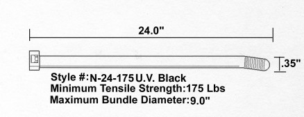 Cable Ties, Black - 24", 175#