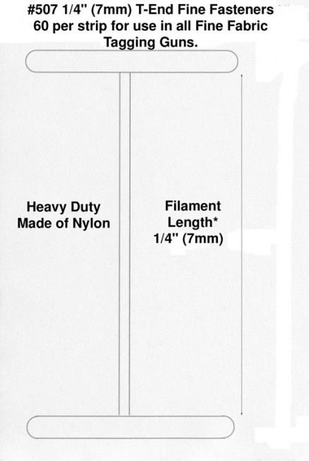 Fine Fabric Micro-Spaced Nylon T-End Tagging Fasteners, 1/4"