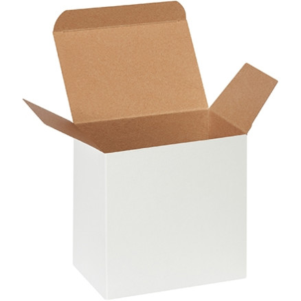 Chipboard Boxes, Folding Cartons, Reverse Tuck, 6 x 4 x 6", White