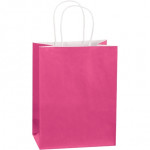 Bolsas de papel para compras con tinta rosa, Cub - 8 x 4 1/2 x 10 1/4 