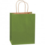 Bolsas para compras de papel teñido de verde, Cub - 8 x 4 1/2 x 10 1/4 