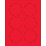 Etiquetas láser fluorescentes de círculo rojo, 3 