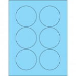 Etiquetas láser de círculo azul pastel fluorescente, 3 