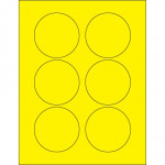 Etiquetas láser de círculo amarillo fluorescente, 3 