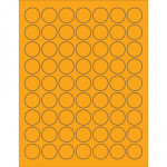 Etiquetas láser circulares de color naranja fluorescente, 1 