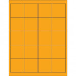 Etiquetas láser naranja fluorescente, 2 x 2 