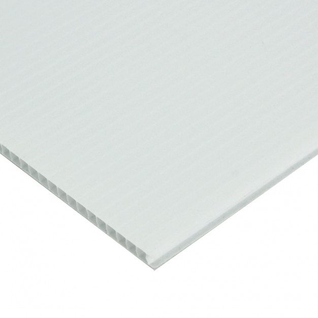 Láminas de plástico corrugado, 5 x 5 ", blancas, 0.16" de espesor