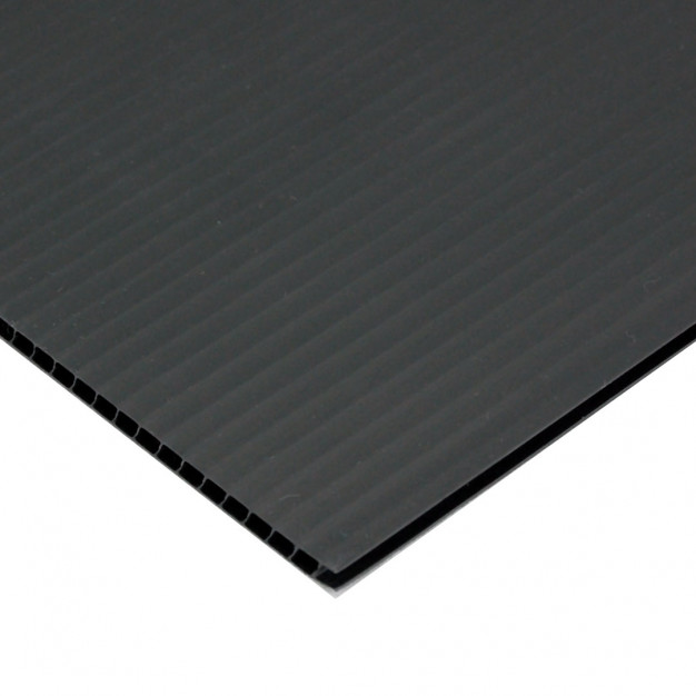Láminas de plástico corrugado, 5 x 62 ", negras
