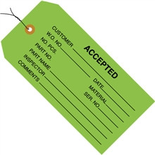 Etiquetas de inspección precableadas "aceptadas", verdes, 4 3/4 x 2 3/8 "