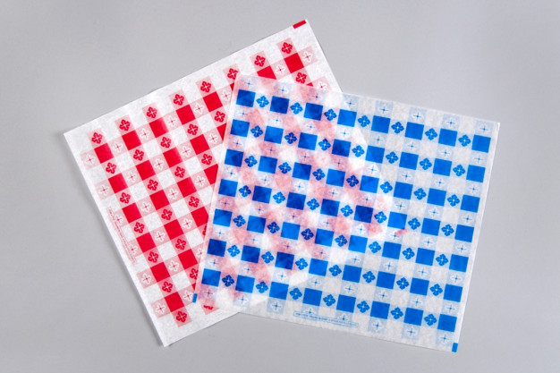 Hojas de revestimiento para canastas de papel a cuadros azules, 12 x 10 1/2 "