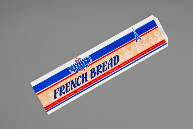 Bolsas de pan francés con estampado blanco - Diseño fresco de panadería, 5 1/4 x 3 1/4 x 20 "