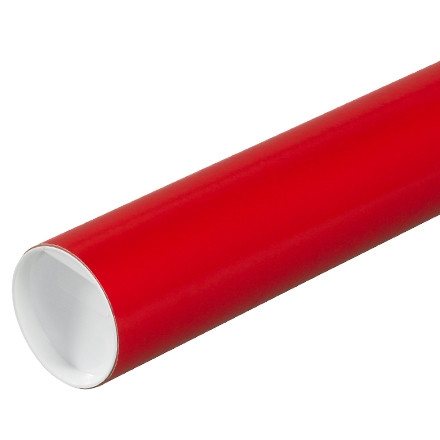 Tubos para correo con tapas, redondos, rojos, 3 x 24 ", .070" de grosor