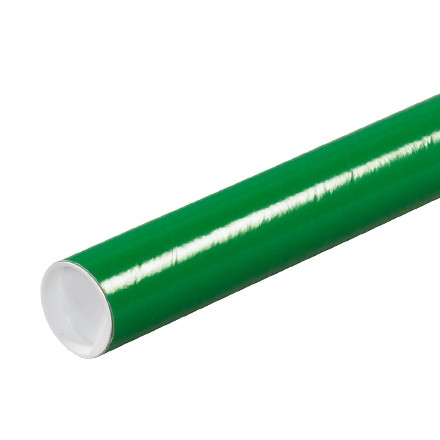 Tubos para correo con tapas, redondos, verdes, 2 x 12 ", .060" de grosor