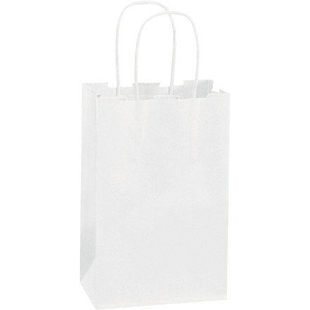 Bolsas de papel blanco para compras, rosa - 5 1/2 x 3 1/4 x 8 3/8 "