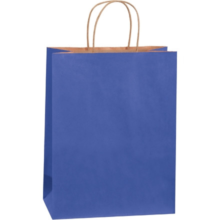 Bolsas para compras de papel tintado en azul desfile, Debbie - 10 x 5 x 13 "