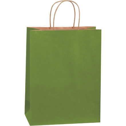 Bolsas para compras de papel teñido de verde, 10 x 5 x 13 ", Debbie