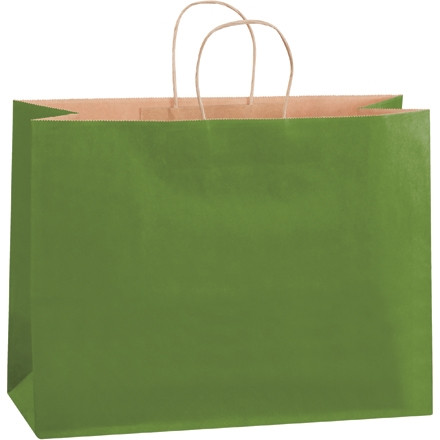 Bolsas para compras de papel teñido de verde, 16 x 6 x 12 ", Vogue