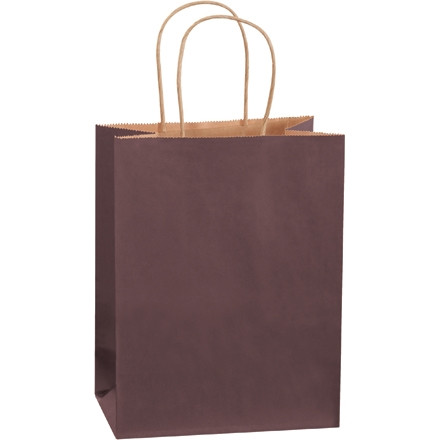 Bolsas para compras de papel tintado marrón, Cub - 8 x 4 1/2 x 10 1/4 "