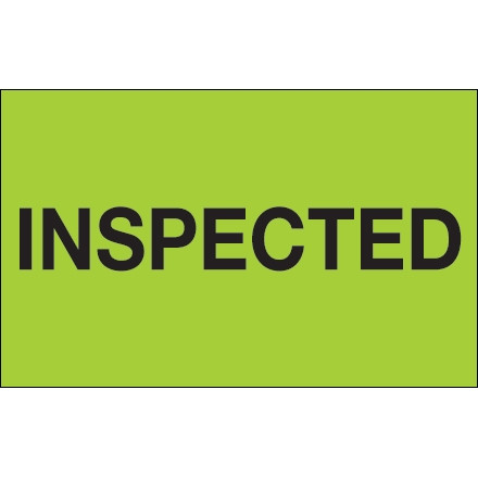 Etiquetas de producción "inspeccionadas" verdes fluorescentes, 1 1/4 x 2 "
