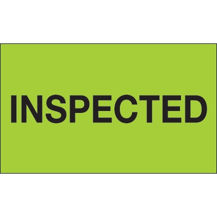 Etiquetas de producción "inspeccionadas", 3 x 5 ", verde fluorescente