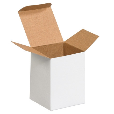 Cajas de aglomerado, cajas de cartón plegables, pliegue inverso, 3 x 3 x 4 ", blancas