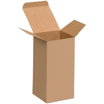 Cajas de aglomerado, cajas de cartón plegables, pliegue inverso, 4 x 4 x 8 ", Kraft