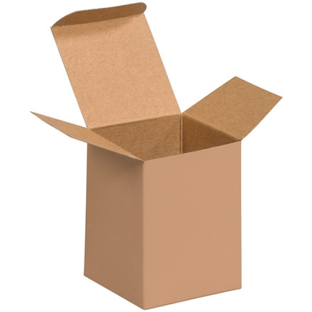 Cajas de aglomerado, cajas de cartón plegables, pliegue inverso, 3 x 3 x 4 ", Kraft