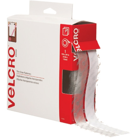 VELCRO® Hook and Loop, paquete combinado, tiras, 3/4 "x 15 ', transparente