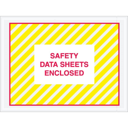 SDS "Hojas de datos de seguridad adjuntas" Sobres, transparentes, 4 1/2 x 6 "