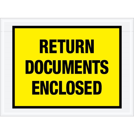 Sobres "Devolver documentos adjuntos", amarillo, 7 1/2 x 5 1/2 "