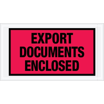 Sobres "Documentos de exportación adjuntos", rojo / negro, 5 1/2 x 10 "