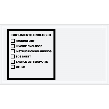 Sobres "Documentos adjuntos", impresos transparentes, 5 1/2 x 10 "
