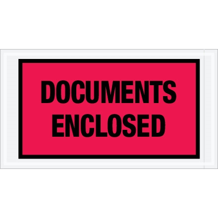 Sobres "Documentos adjuntos", rojos, 5 1/2 x 10 "