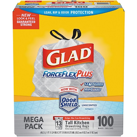Bolsas para basura Glad® ForceFlex, 13 galones, blancas