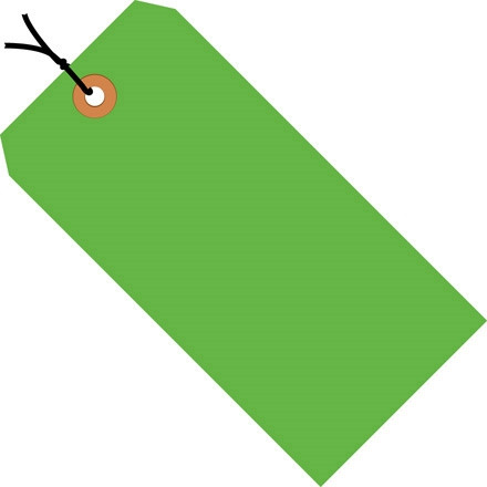 Etiquetas de envío pre-ensartadas de color verde fluorescente # 7-5 3/4 x 2 7/8 "
