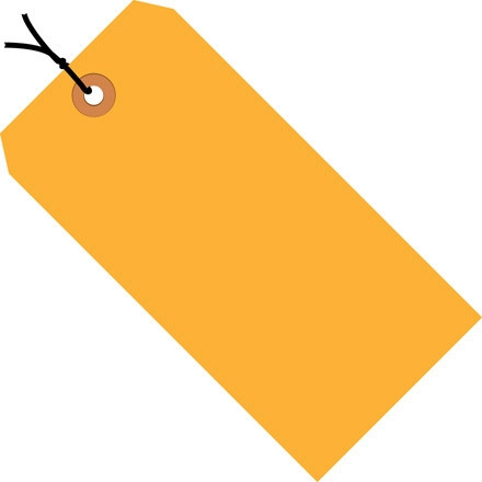 Etiquetas de envío pre-ensartadas de color naranja fluorescente # 3 - 3 3/4 x 1 7/8 "