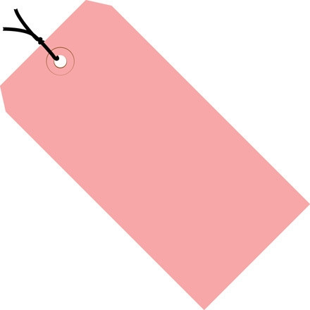 Etiquetas de envío rosadas previamente encordadas # 6 - 5 1/4 x 2 5/8 "