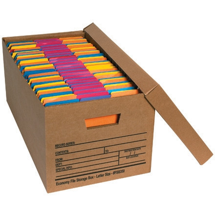 Cajas económicas para almacenamiento de archivos con tapa, 24 x 12 x 10 "
