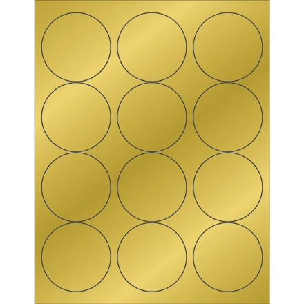 Etiquetas láser circulares de lámina dorada, 2 1/2 "