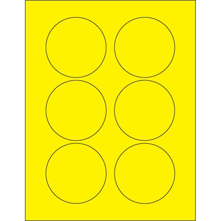 Etiquetas láser de círculo amarillo fluorescente, 3 "